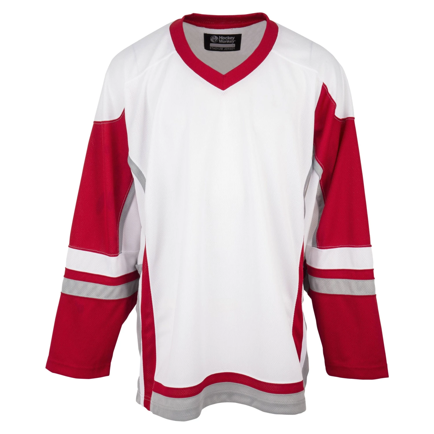 Stadium Adult Hockey Jersey - White/Red/Gray - Image 2